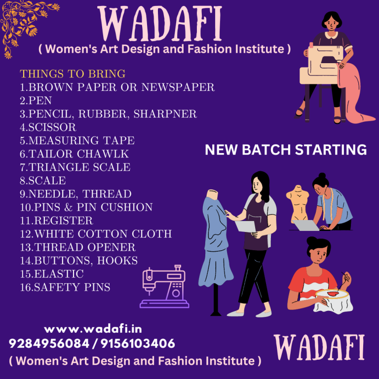 WADAFI STITCHING COURSE SYLLABUS ( Women's Art Design and Fashion Institute )