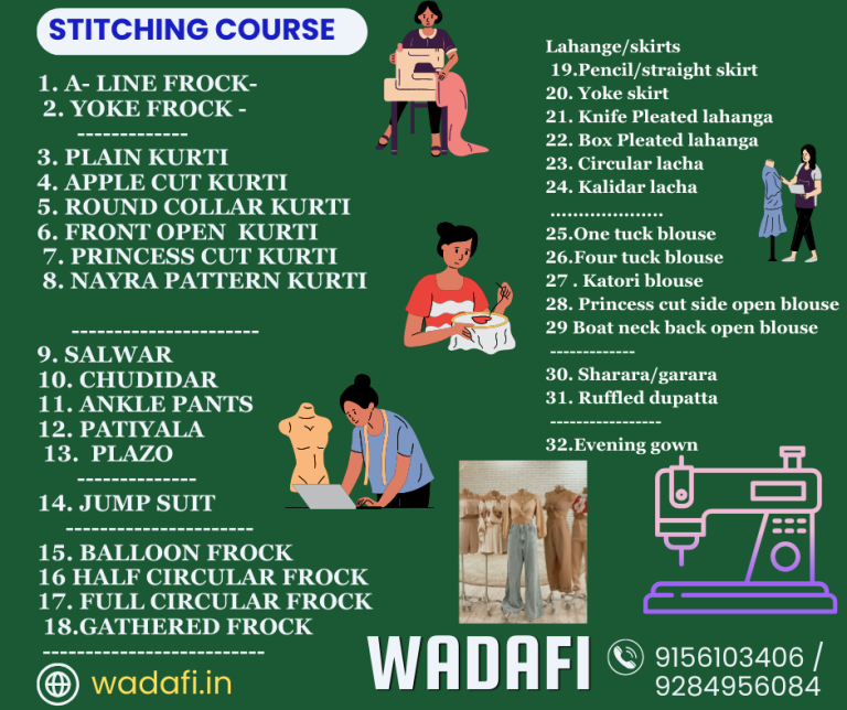 Basic Stitching course Frock Kurti Bottom Salwar Jump Suit Lahange Gown