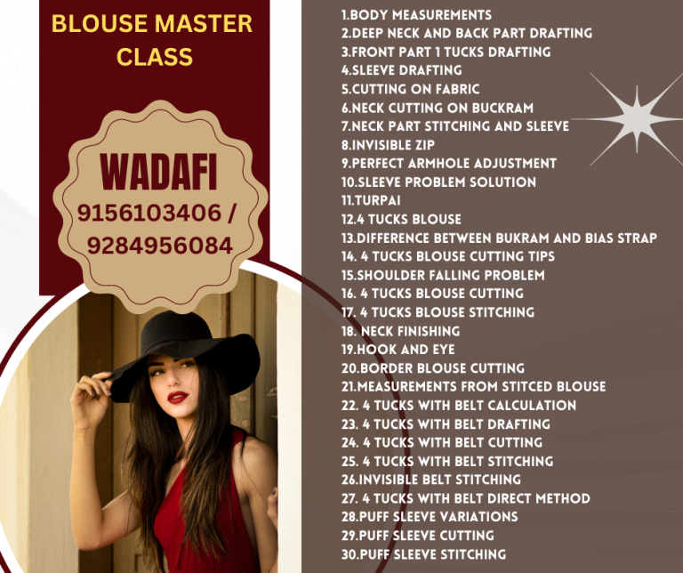 BLOUSE MASTER CLASS STITCHING SEWING TAILORING CLASS COURSE ACADEMY
