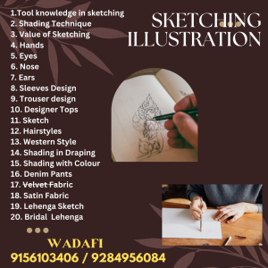 Stitching Tailoring Sewing Class Course Academy sketching illustration