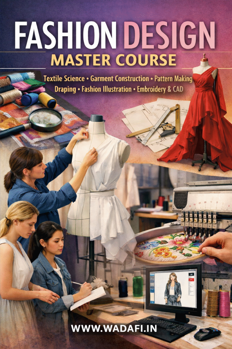 Fashion Design Master Course Textile Science • Garment Construction • Pattern Making • Draping • Fashion Illustration • Embroidery & CAD